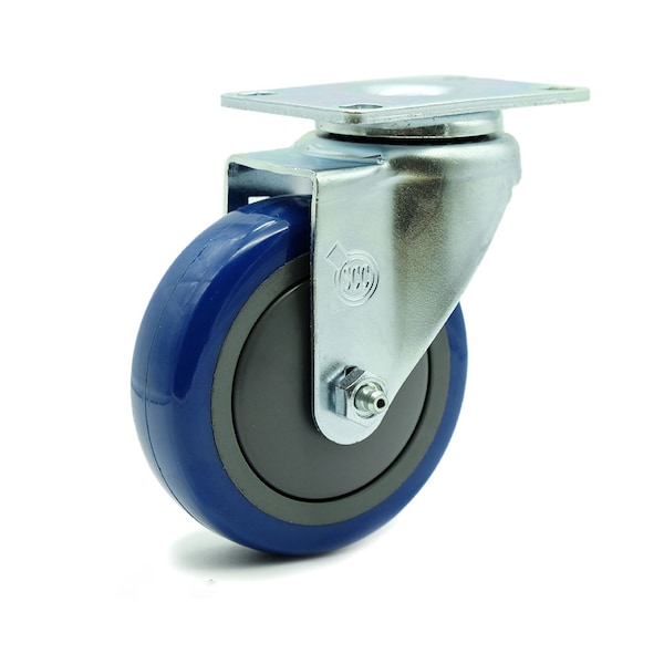 4 Inch Blue Polyurethane Wheel Swivel Top Plate Caster
